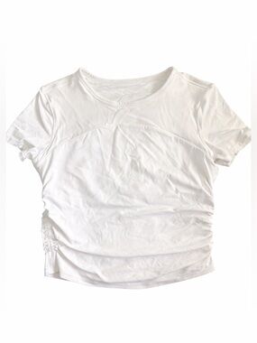 Glowmode White Women's Athletic Crop Top | Built-In Shelf Bra | Size M